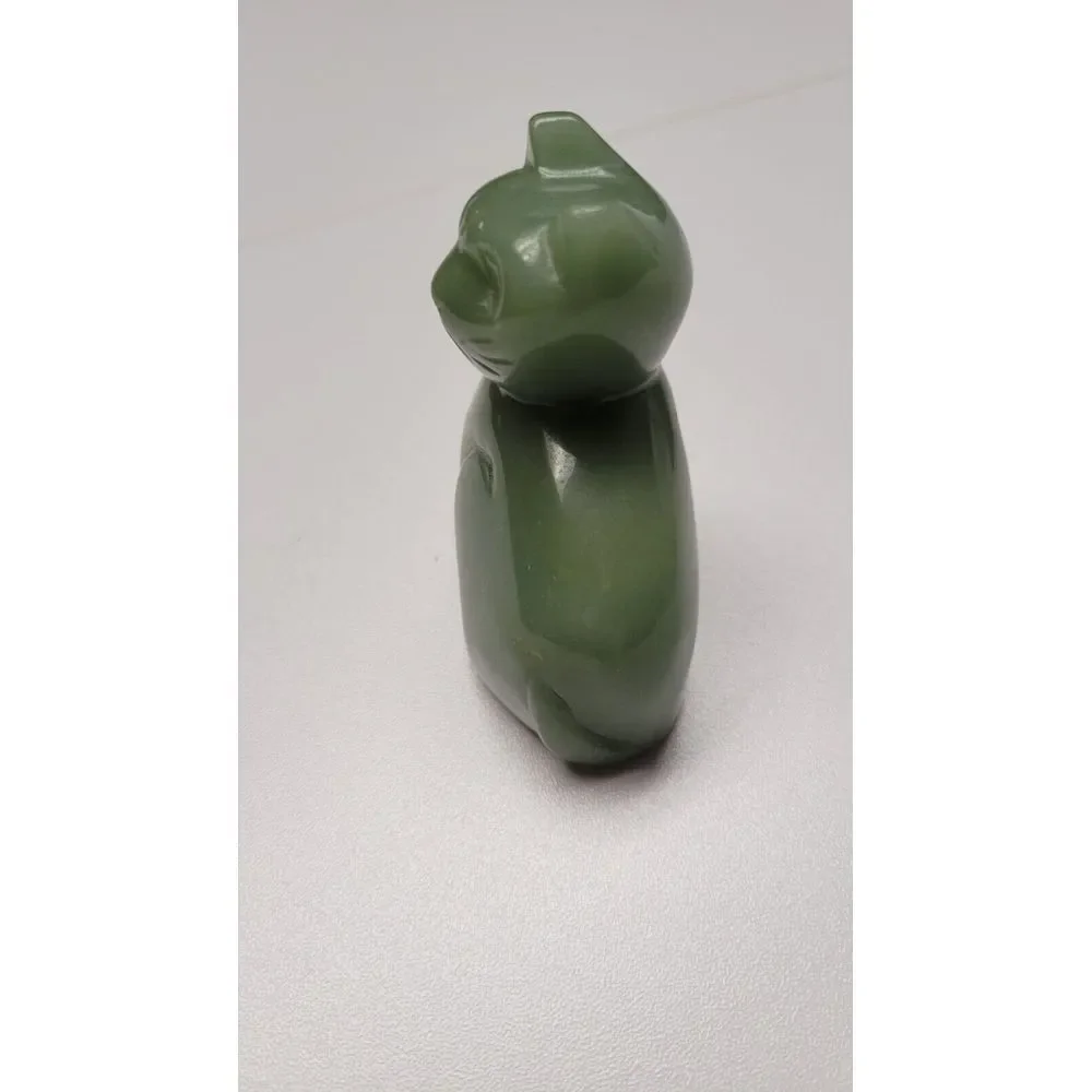 Jade quartz hand carved cat‎ figurine healing *rare